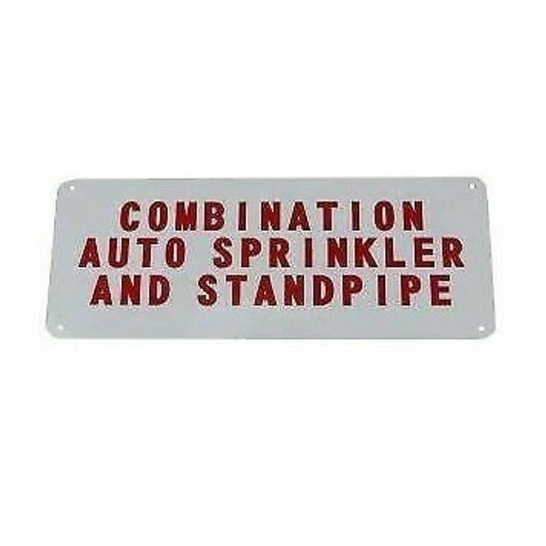 Combination Auto Sprinkler And Standpipe Sign, Aluminum, 12" x 6"