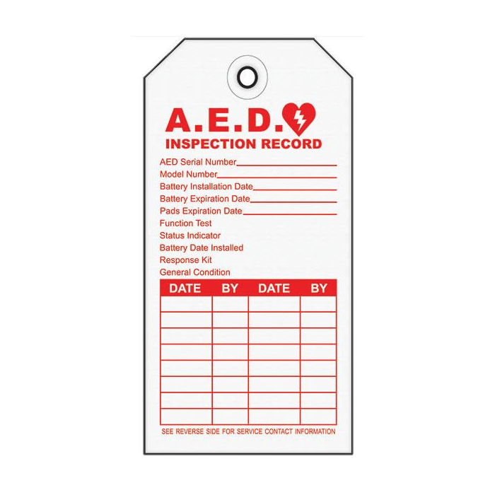 Automatic External Defibrillator AED Inspection Tag, Polyester, 2 5/8 ...
