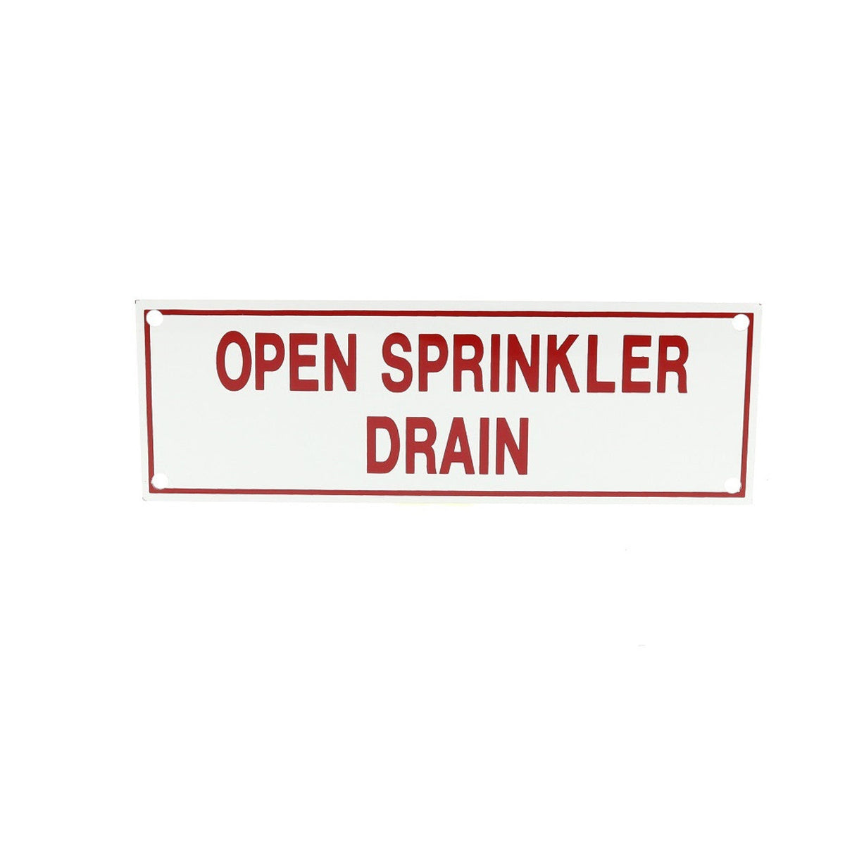 Open Sprinkler Drain Sign, Aluminum, 6